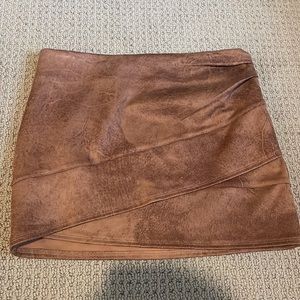 Chocolate brown faux suede mini skirt